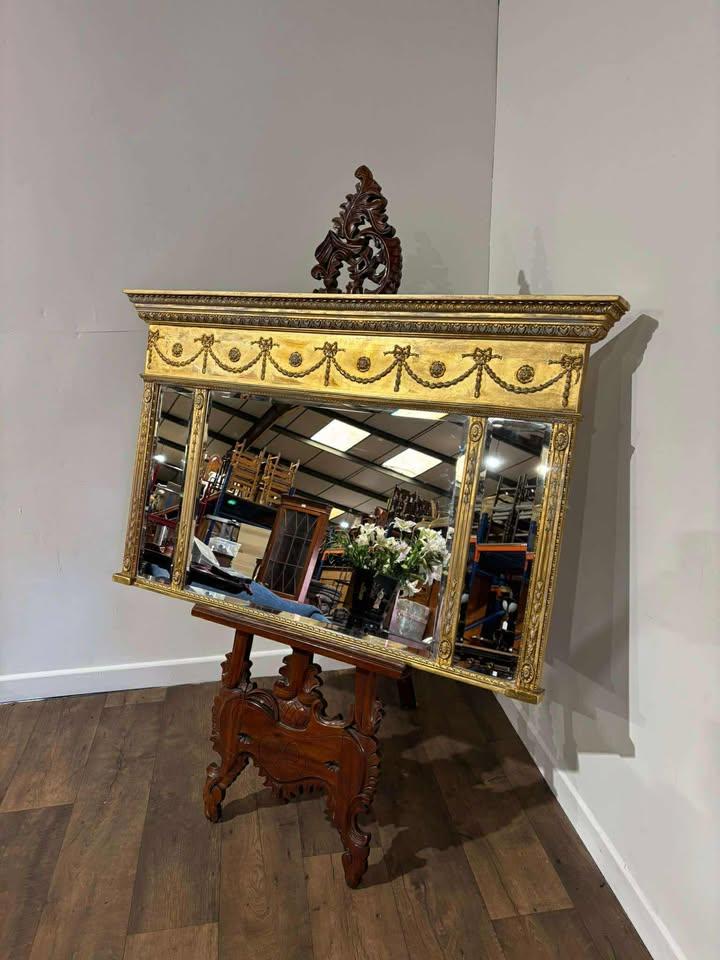 Antique Style Gilt Rectangular Over Mantle Mirror (1 of 14)