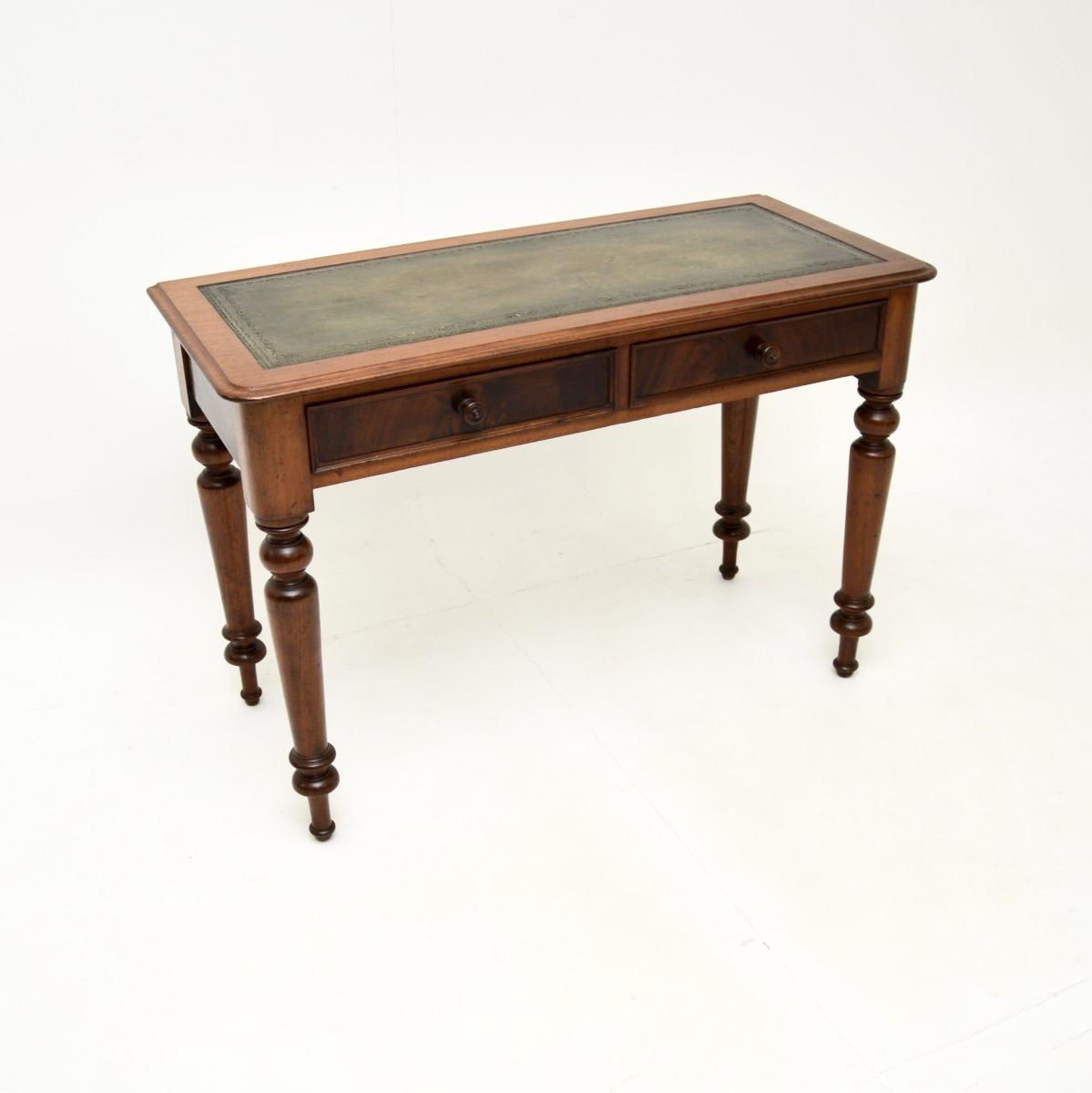 Antique Victorian Mahogany Leather Top Writing Table / Desk (1 of 9)