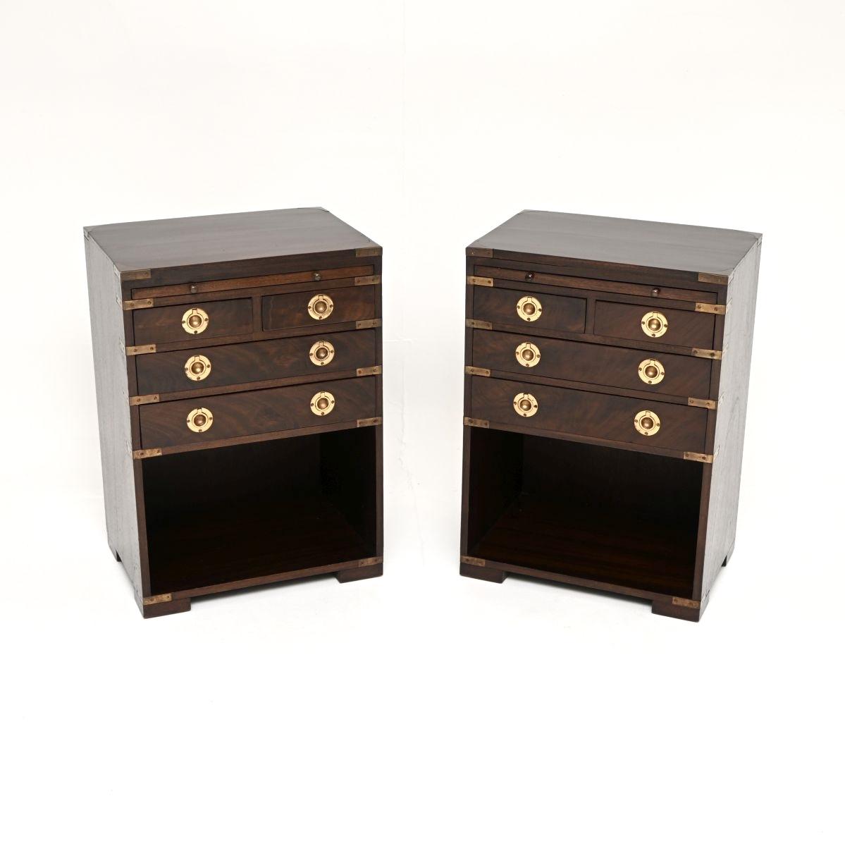 Pair of Mahogany Military Campaign Bedside Cabinets / Side Tables (1 of 10) Pair of Mahogany Military Campaign Bedside Cabinets / Side Tables (1 of 10)