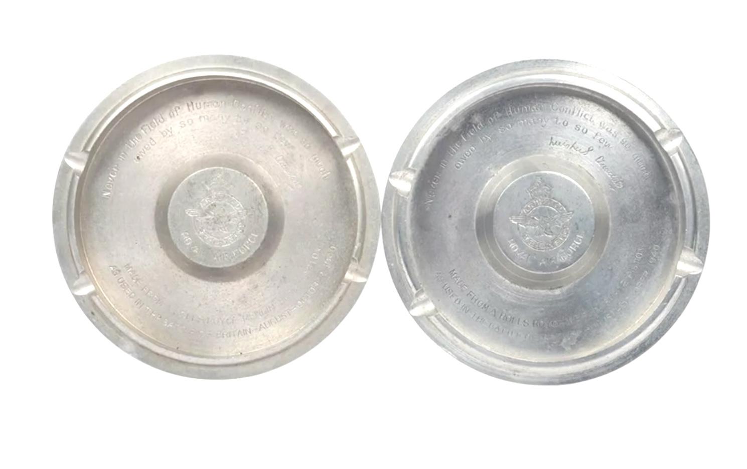 PAIR OF RAF BATTLE OF BRITAIN ROLLS-ROYCE MERLIN ENGINE PISTON ASHTRAYS (1 of 6) PAIR OF RAF BATTLE OF BRITAIN ROLLS-ROYCE MERLIN ENGINE PISTON ASHTRAYS (1 of 6)