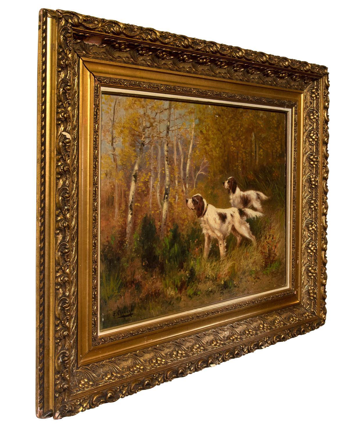 Fine Oil Painting On Canvas of Two Setters in a Woodland Setting C1920 (1 of 7) Fine Oil Painting On Canvas of Two Setters in a Woodland Setting C1920 (1 of 7)