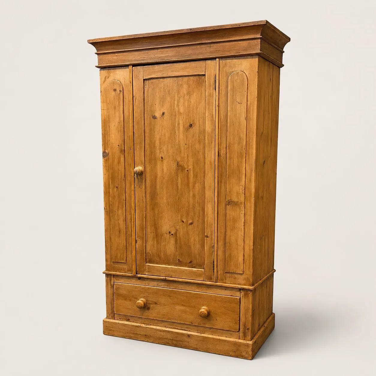 Antique Victorian Pine Wardrobe with Drawer (1 of 16) Antique Victorian Pine Wardrobe with Drawer (1 of 16)