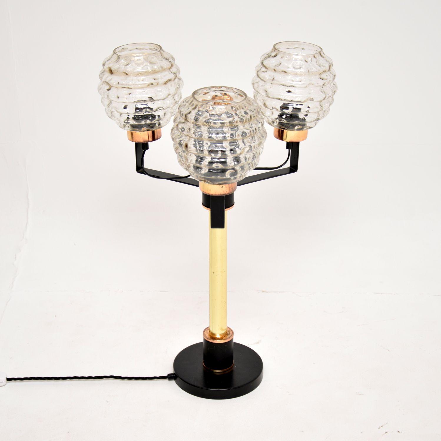 Vintage Italian Brass & Glass Table Lamp (1 of 7)