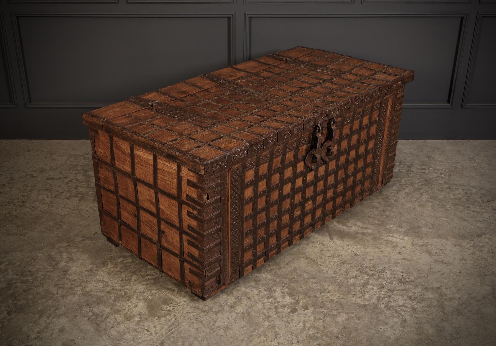 Large Iron Bound Indian Hardwood Trunk (1 of 13)