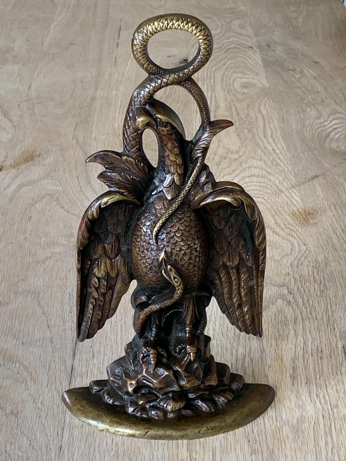 Fine Eagle and Snake Brass Door Porter Brass Door Stop by Pearson Page 1910-1920 (1 of 9)