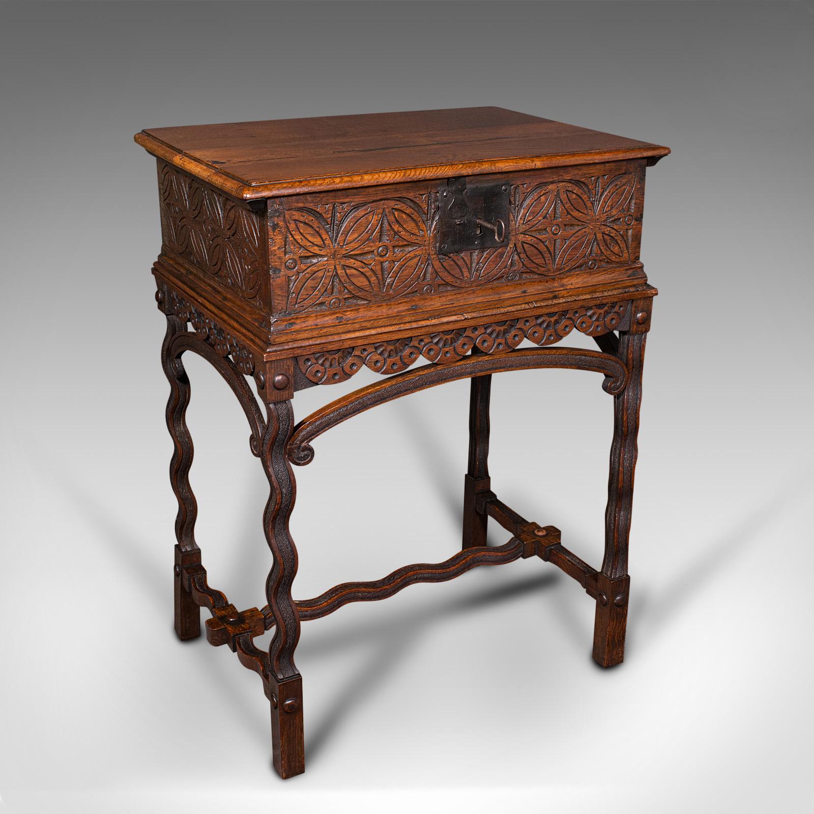 Antique Bible Box, English, Oak, Chest on Stand, William & Mary, Bespoke Frame (1 of 12)