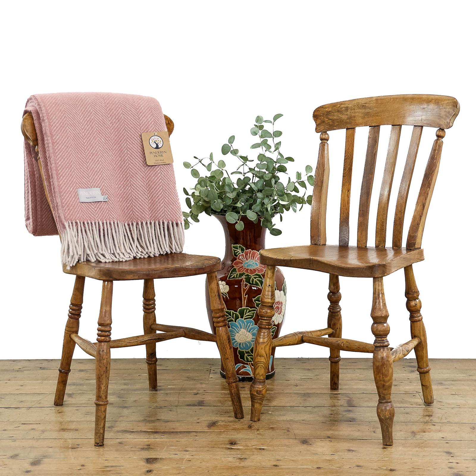 Two Similar Antique Beech & Elm Kitchen Chairs (1 of 9) Two Similar Antique Beech & Elm Kitchen Chairs (1 of 9)