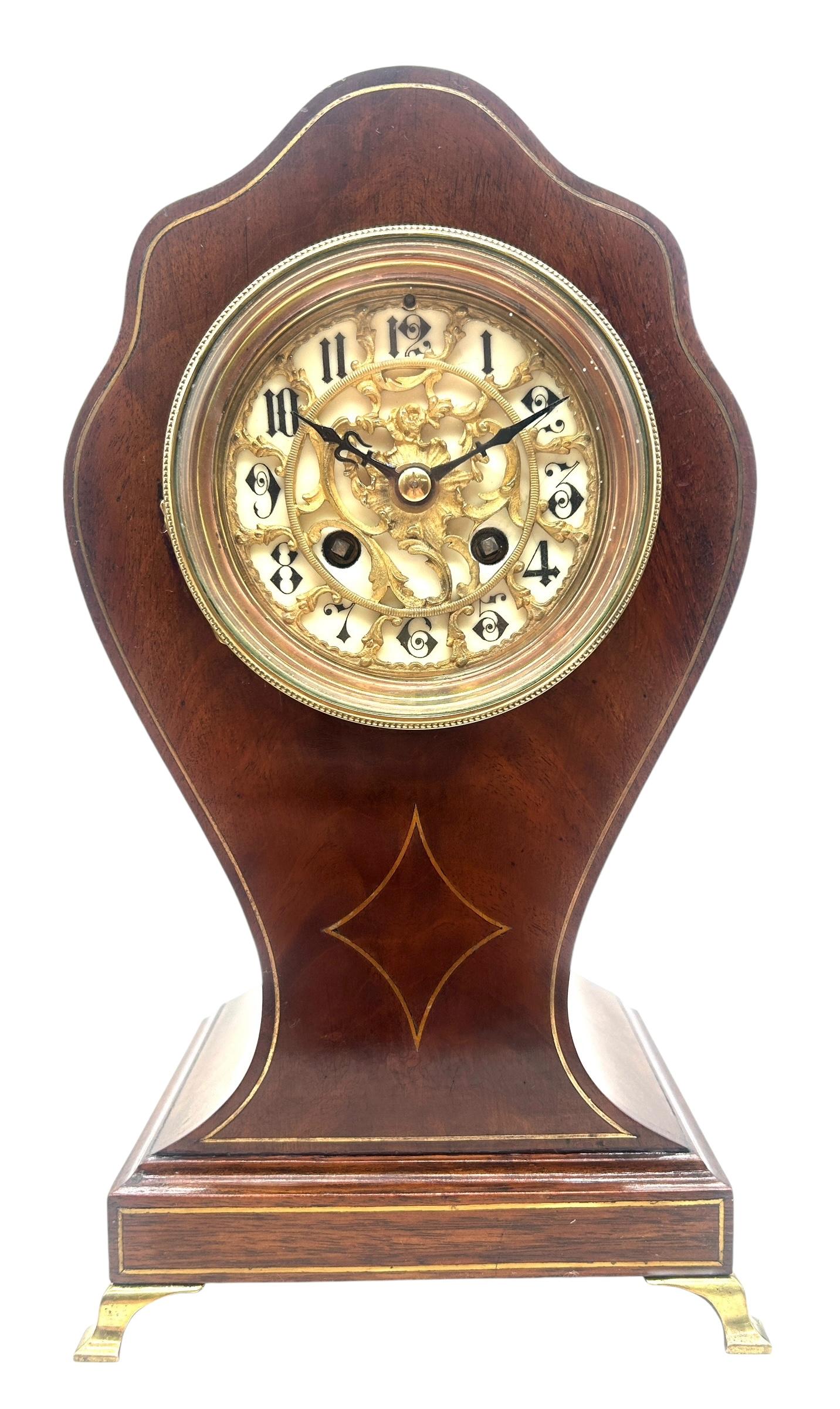 Solid Mahogany French Mantel Clock – 8 Day Striking Clock with Rare Dial c.1900 (1 of 11) Solid Mahogany French Mantel Clock – 8 Day Striking Clock with Rare Dial c.1900 (1 of 11)