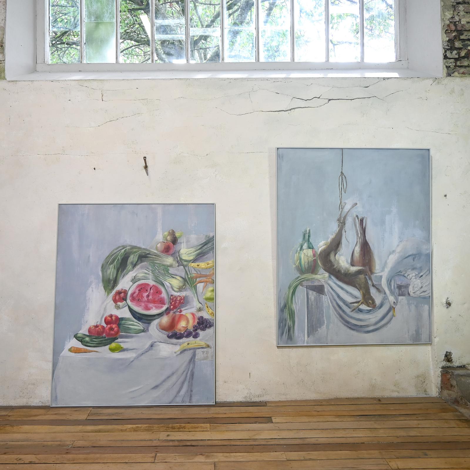 Large Pair of Naive Oil on Canvas Paintings (1 of 14)