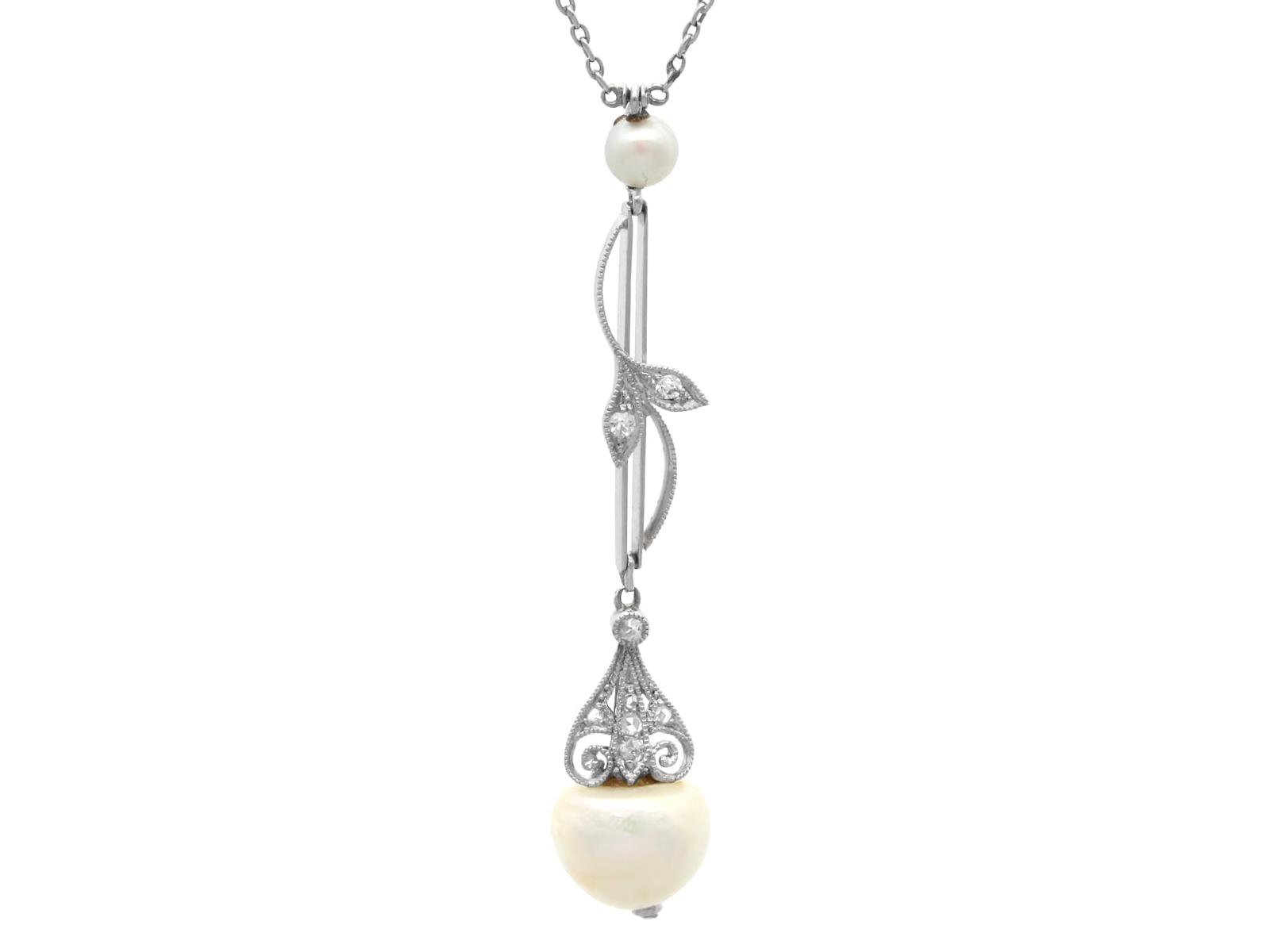 Antique Natural Pearl & Diamond Platinum Pendant c.1910 (1 of 10)