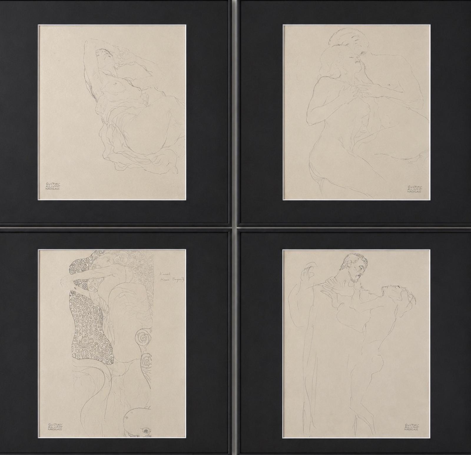 Gustav Klimt’s - Four Mounted Individually Pencil and Crayon Erotic Studies (1 of 10) Gustav Klimt’s - Four Mounted Individually Pencil and Crayon Erotic Studies (1 of 10)