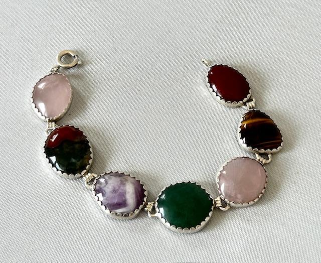 Late Victorian Silver & Agate Pebble Link Bracelet (1 of 5) Late Victorian Silver & Agate Pebble Link Bracelet (1 of 5)