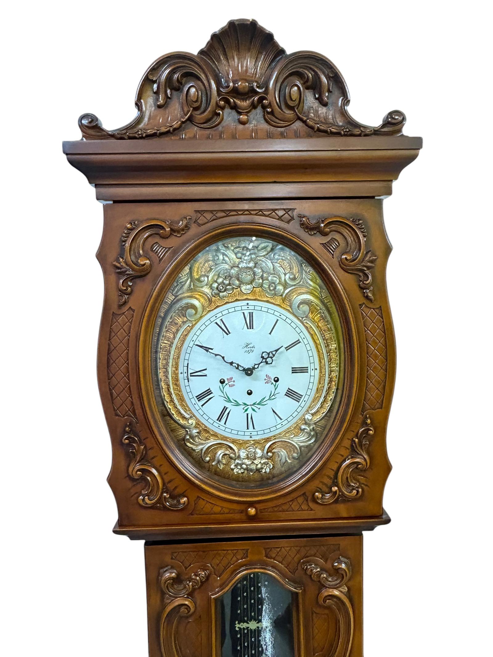 Impressive Carved Scrolled Case Musical German Longcase Clock (1 of 14)