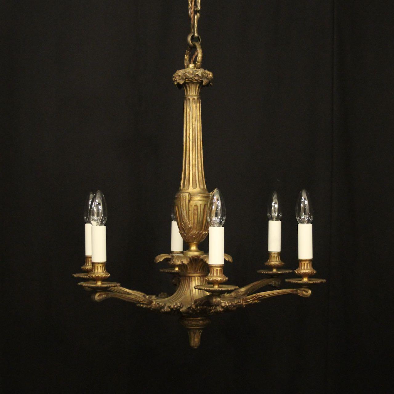 French Gilded Bronze 6 Light Antique Chandelier (1 of 10) French Gilded Bronze 6 Light Antique Chandelier (1 of 10)