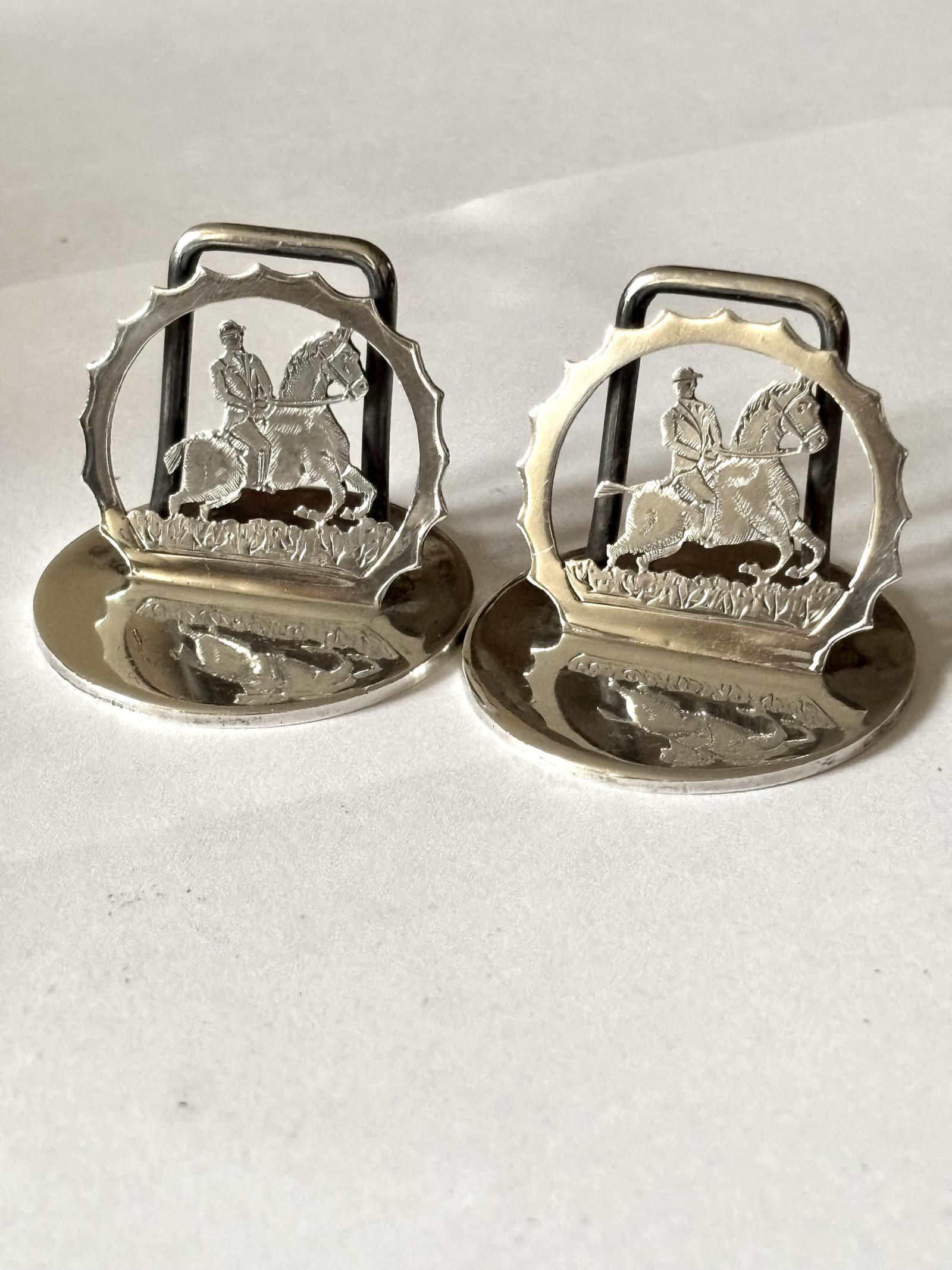 Antique Hunting Horse Silver Menu Place Card Holders Chester A Wilcox (1 of 11)