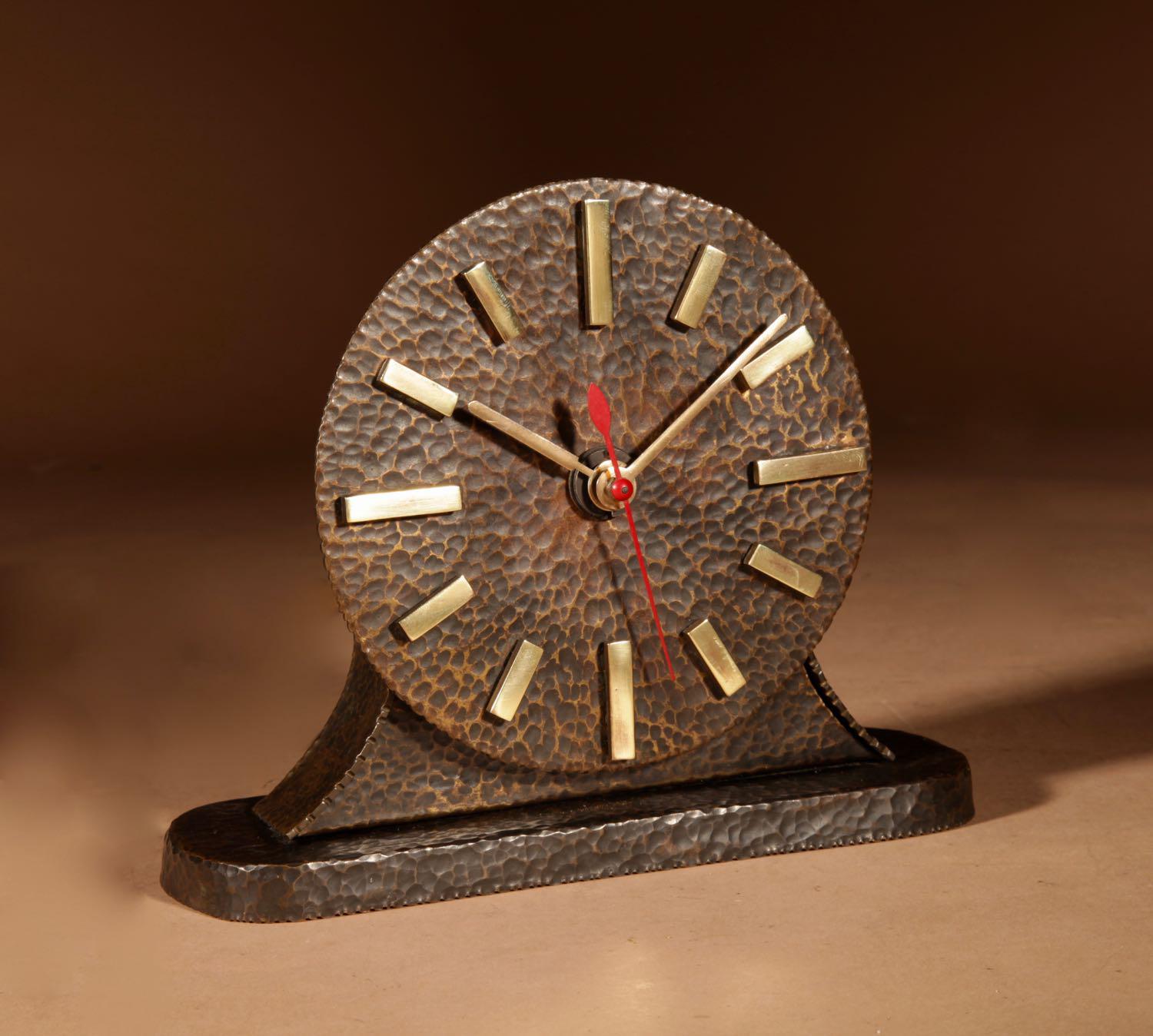 Very Stylish Amsterdam School Hammered Patinated Brass Early Electrical Mantel Clock (1 of 7) Very Stylish Amsterdam School Hammered Patinated Brass Early Electrical Mantel Clock (1 of 7)
