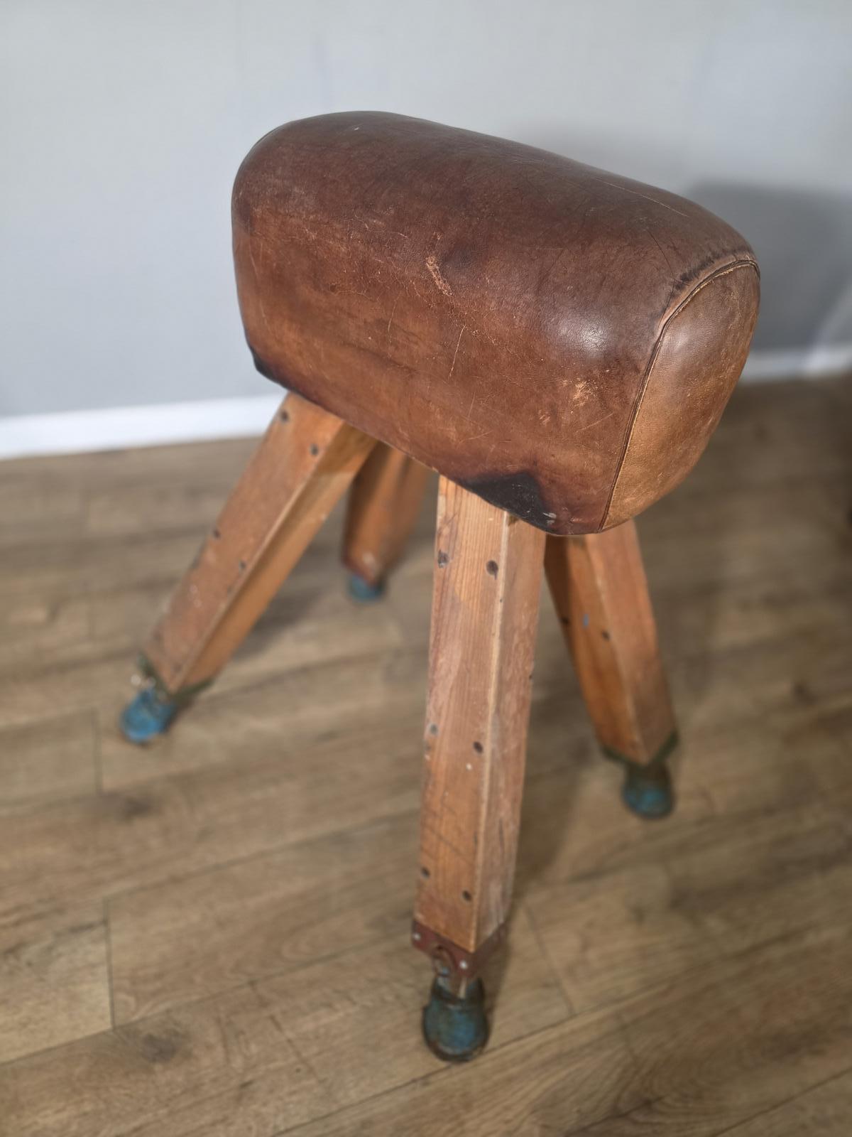Antique Mid Century Gymnastic Leather Pommel Horse (1 of 17)