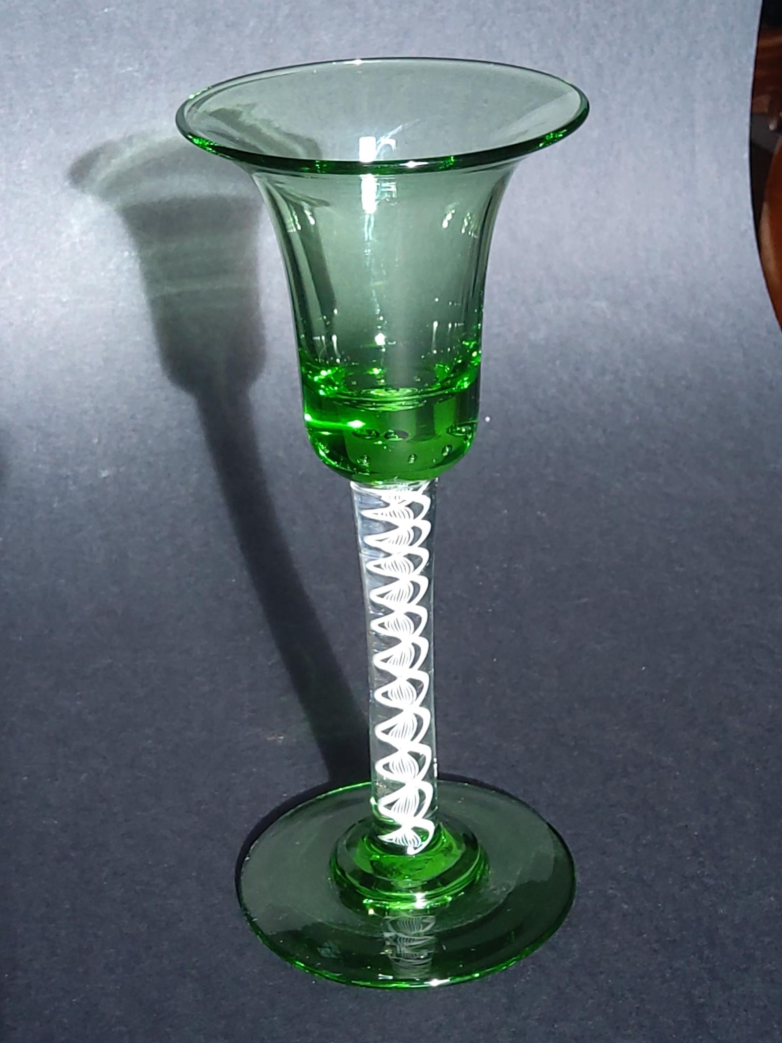 Georgian Wine Glass with Green Tulip Bowl & Foot (1 of 4)