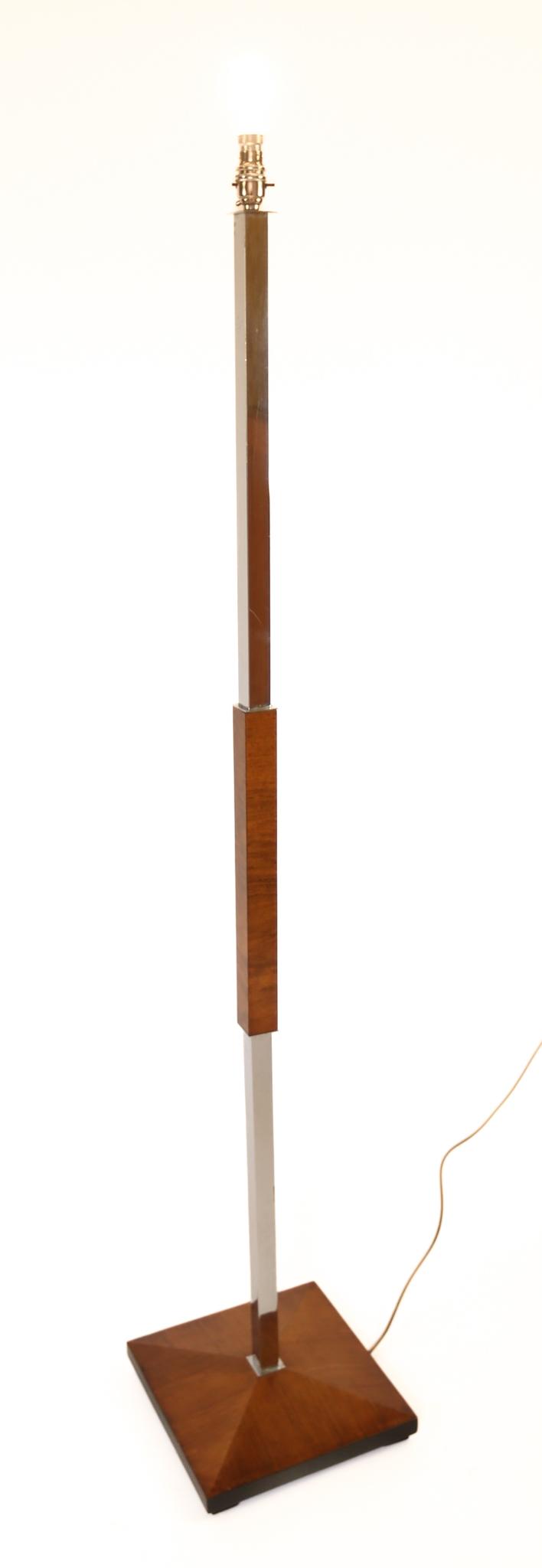 Art Deco Walnut & Chrome Standard Lamp (1 of 6)