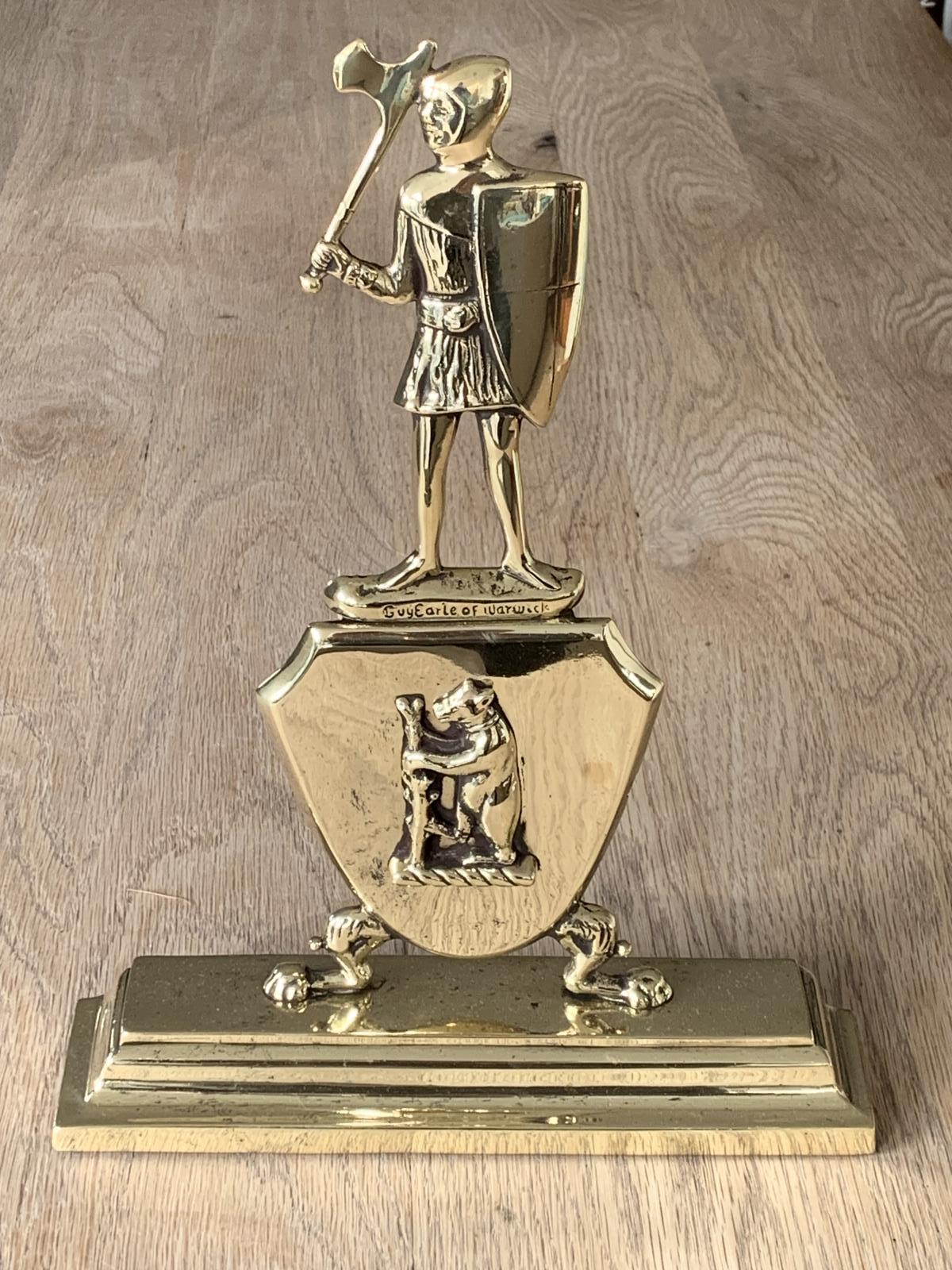 Guy Earl of Warwick & Bear Brass Door Porter Brass Door Stop by Pearson Page 1910-1920 (1 of 6)