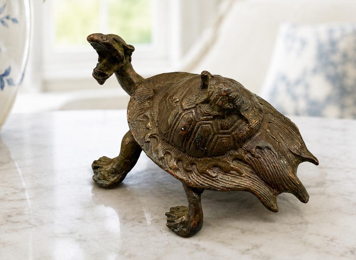 Japanese Meiji Bronze Miniature Minogame Tortoise & Young Sculpture c.1880 (1 of 10) Japanese Meiji Bronze Miniature Minogame Tortoise & Young Sculpture c.1880 (1 of 10)