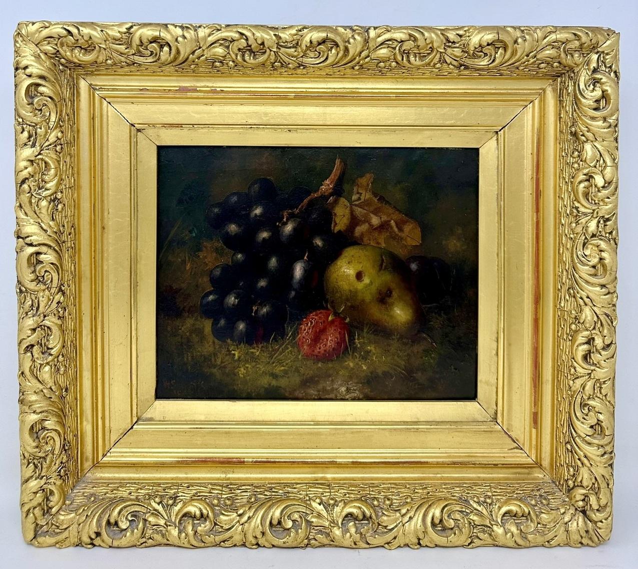 Antique Still Life Fruits Oil on Canvas English Oil Painting Giltwood Frame (1 of 8)