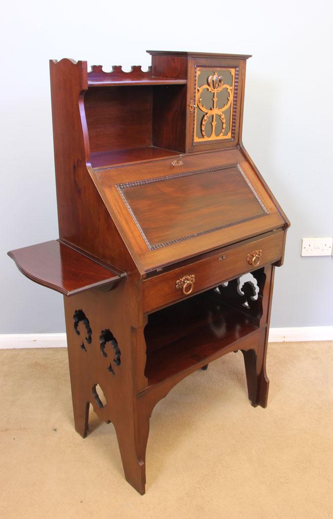 Antique Arts & Crafts Mahogany Writing Desk Bureau (1 of 13)