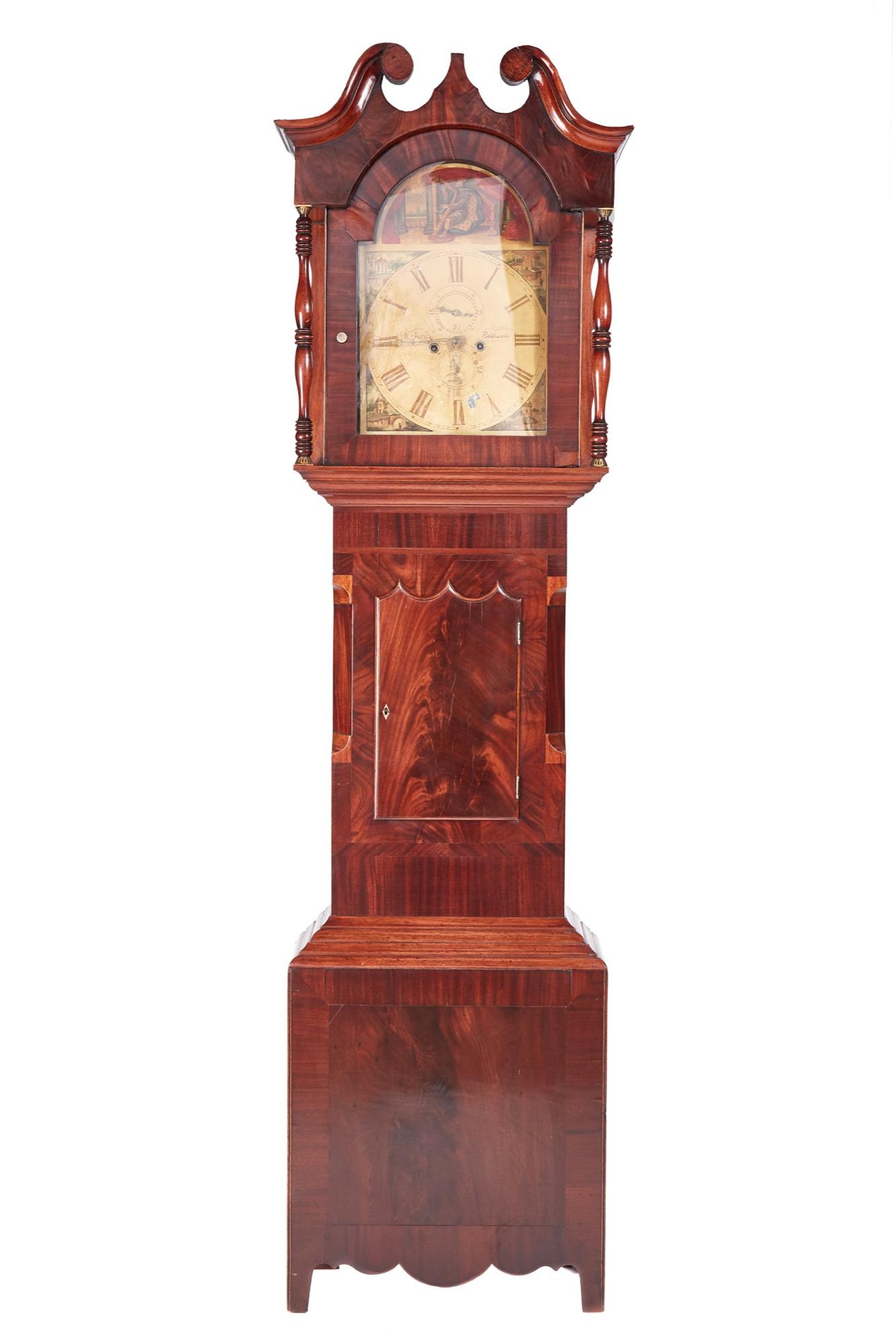 Large Antique Mahogany 8 Day Painted Face Longcase Clock (1 of 13)