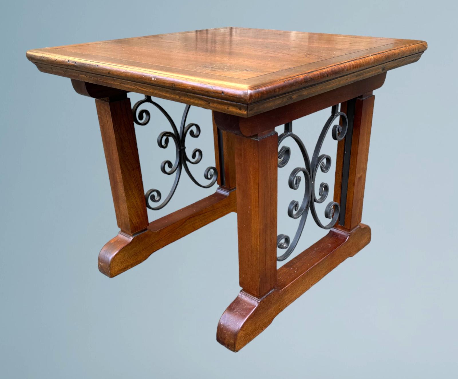 Hardwood and Wrought Iron Coffee Table (1 of 11)