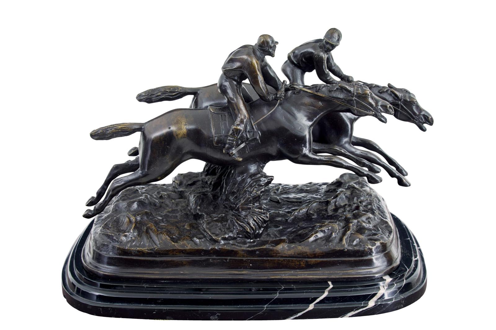 20th Century Horse Racing Desk Top Bronze & Marble (1 of 7)