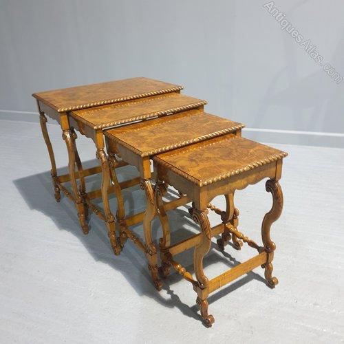 Superb Nest of Four Burr Walnut Tables (1 of 6)