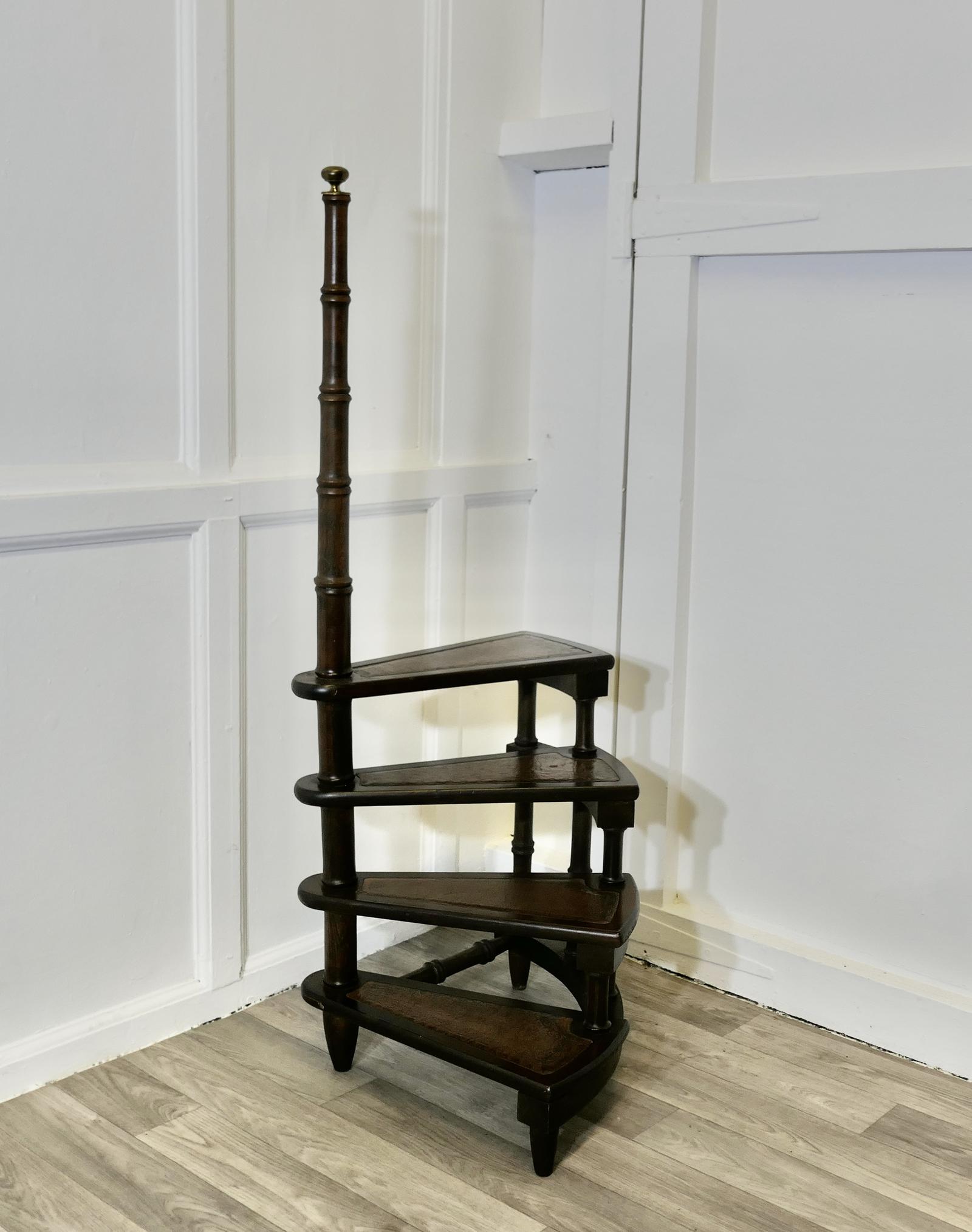 Spiral Library Steps with Leather Treads (1 of 6)