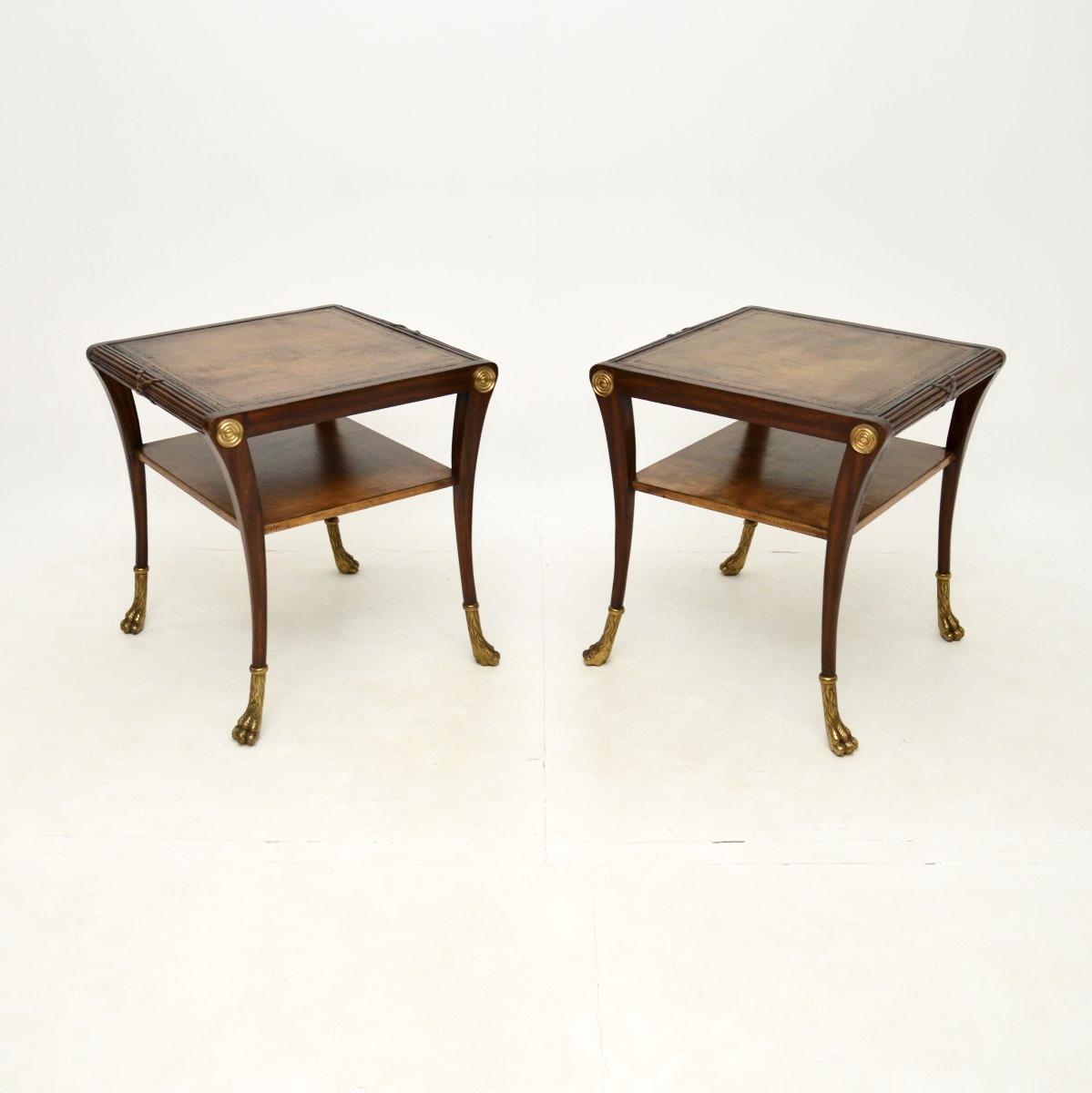 Pair of Regency Style Mahogany Leather Top Side Tables (1 of 10)