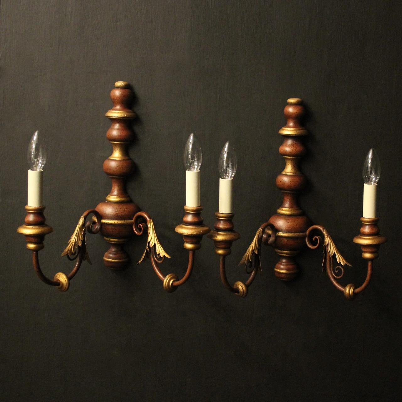 Italian Pair of Polychrome Twin Arm Wall Lights (1 of 10)