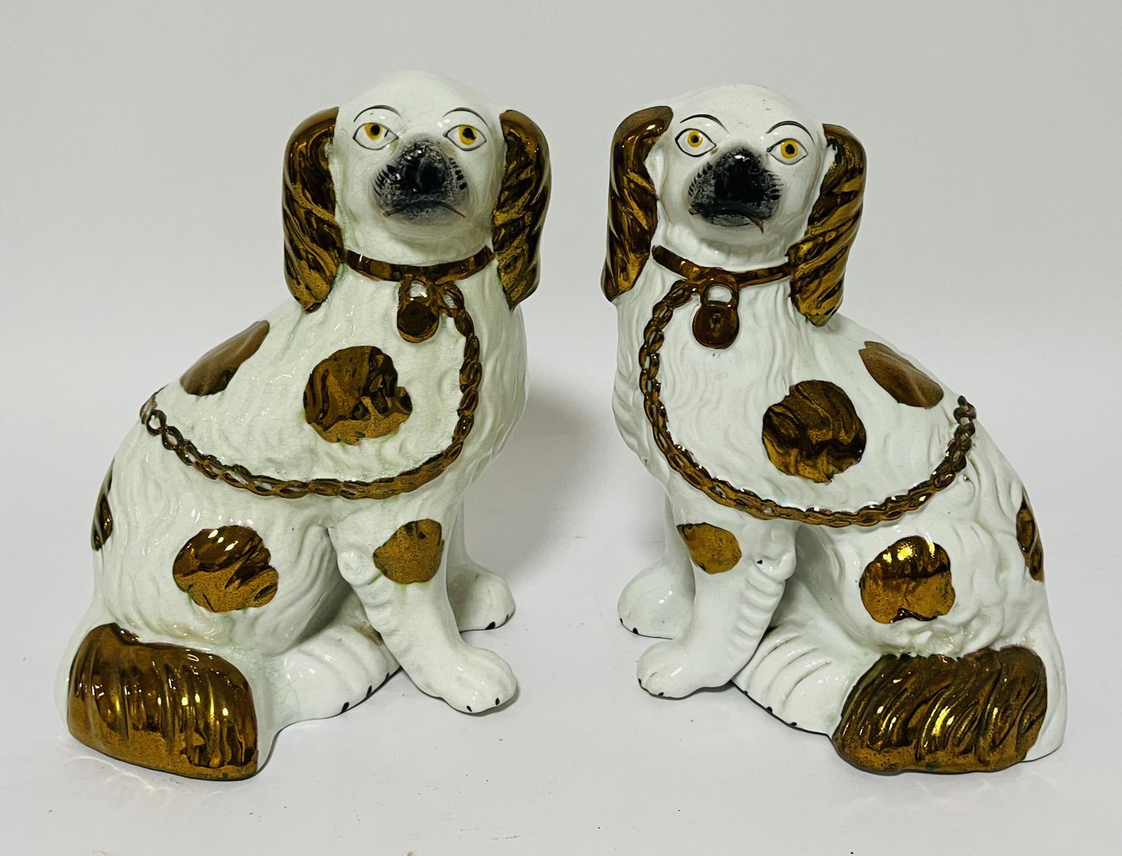 Pair Victorian Copper Lustre Staffordshire Dogs (1 of 12) Pair Victorian Copper Lustre Staffordshire Dogs (1 of 12)