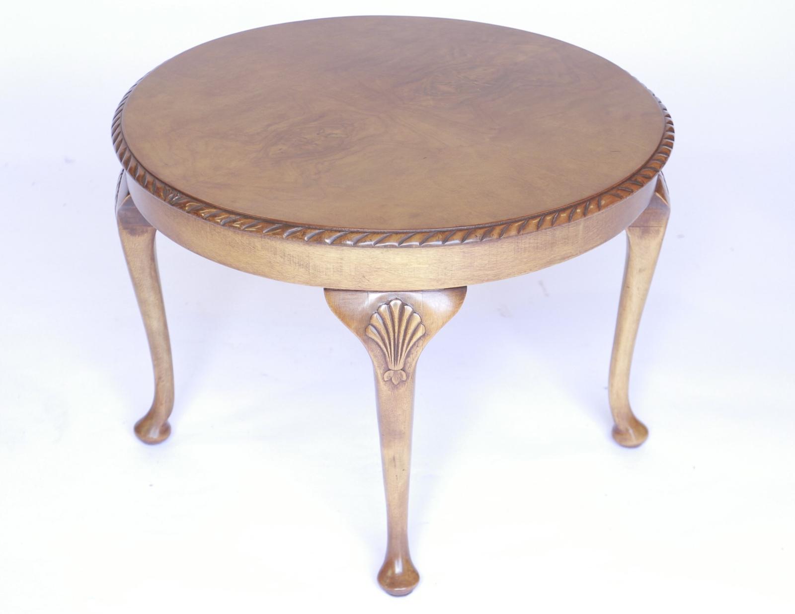 Walnut & Carved Circular Coffee Table c.1930 (1 of 10)