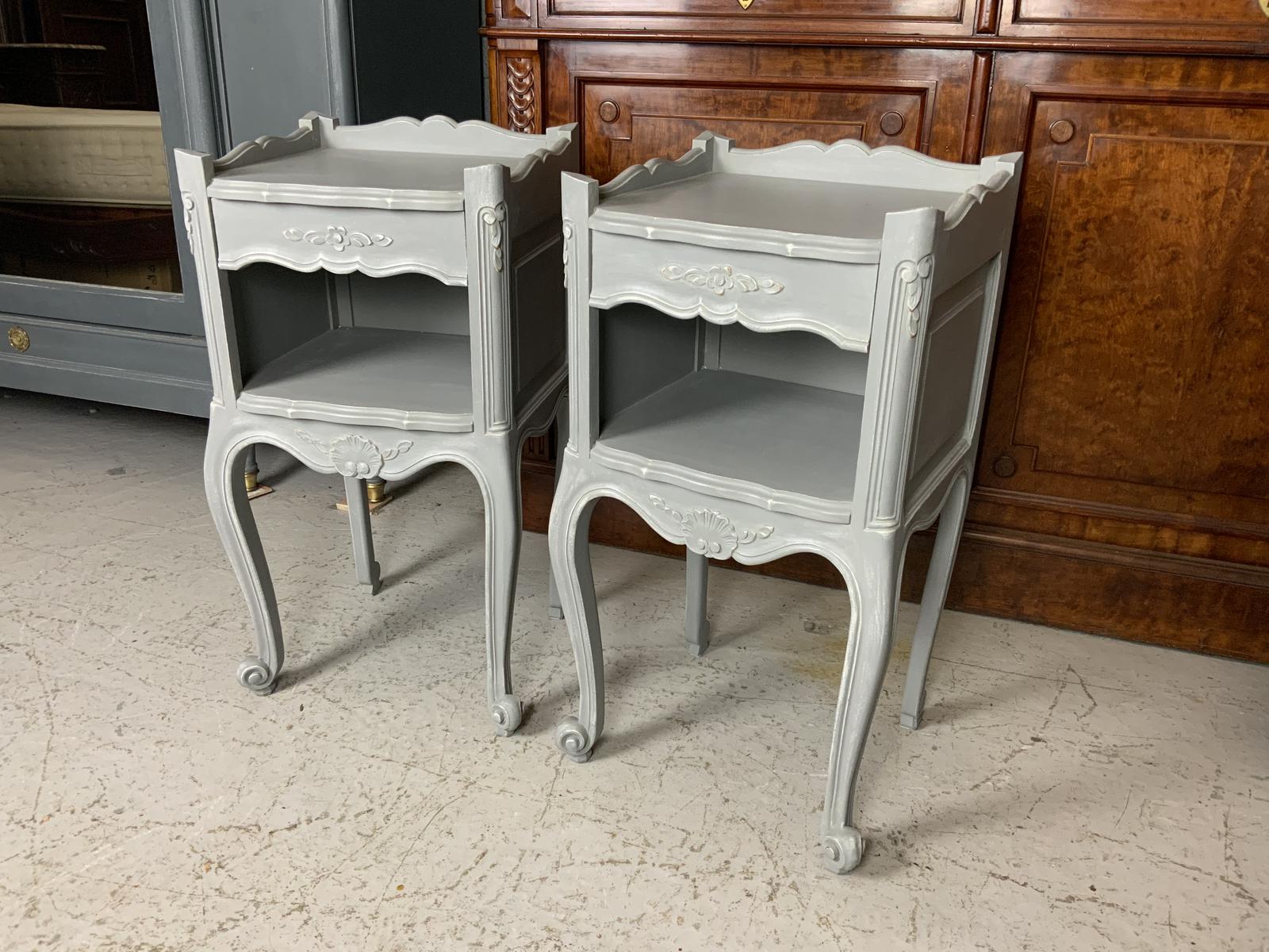 Pair of French Bedside Cabinets in Plummet Grey (1 of 7) Pair of French Bedside Cabinets in Plummet Grey (1 of 7)