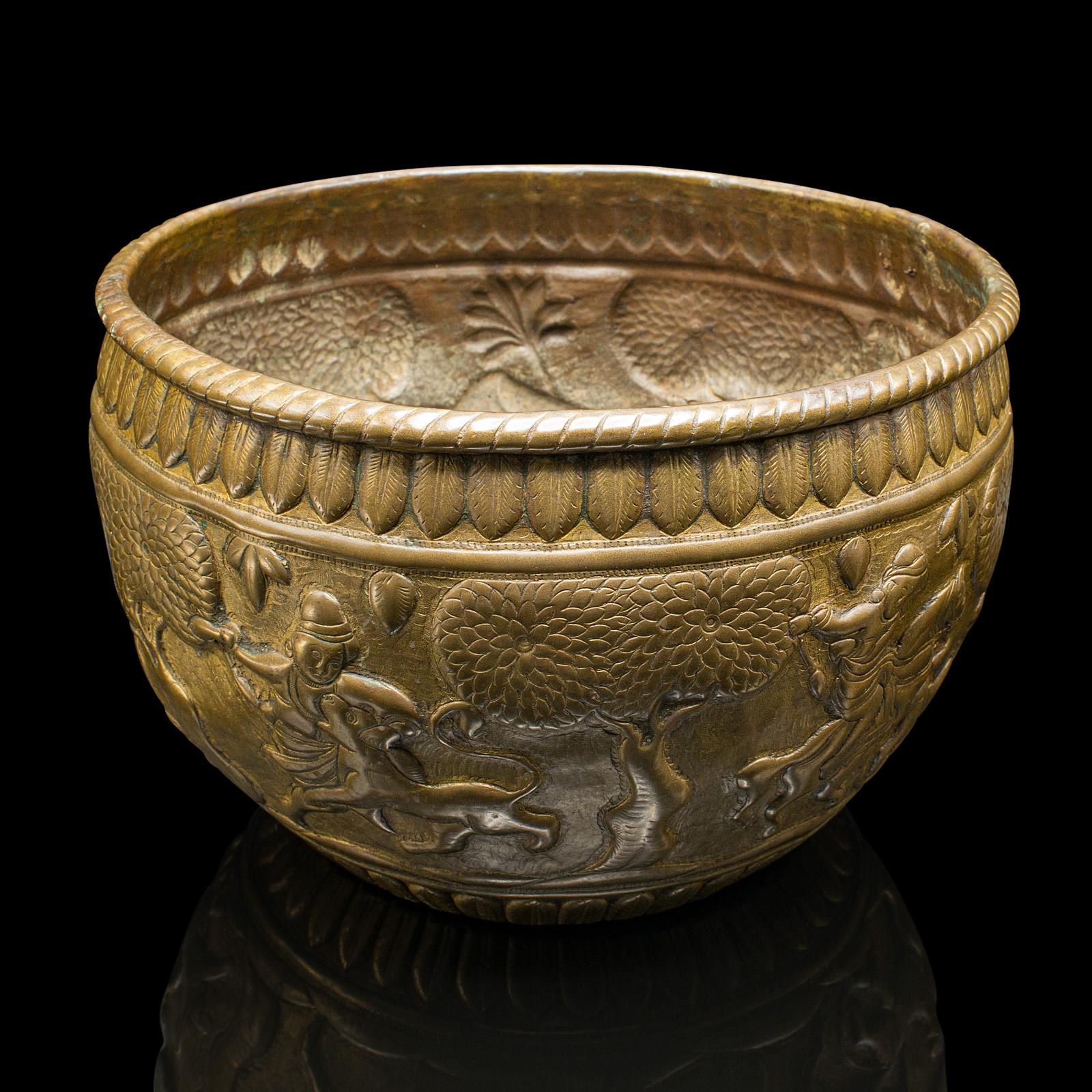 Antique Offering Bowl, Planter, South East Asian, Brass, Jardiniere, Victorian (1 of 10)