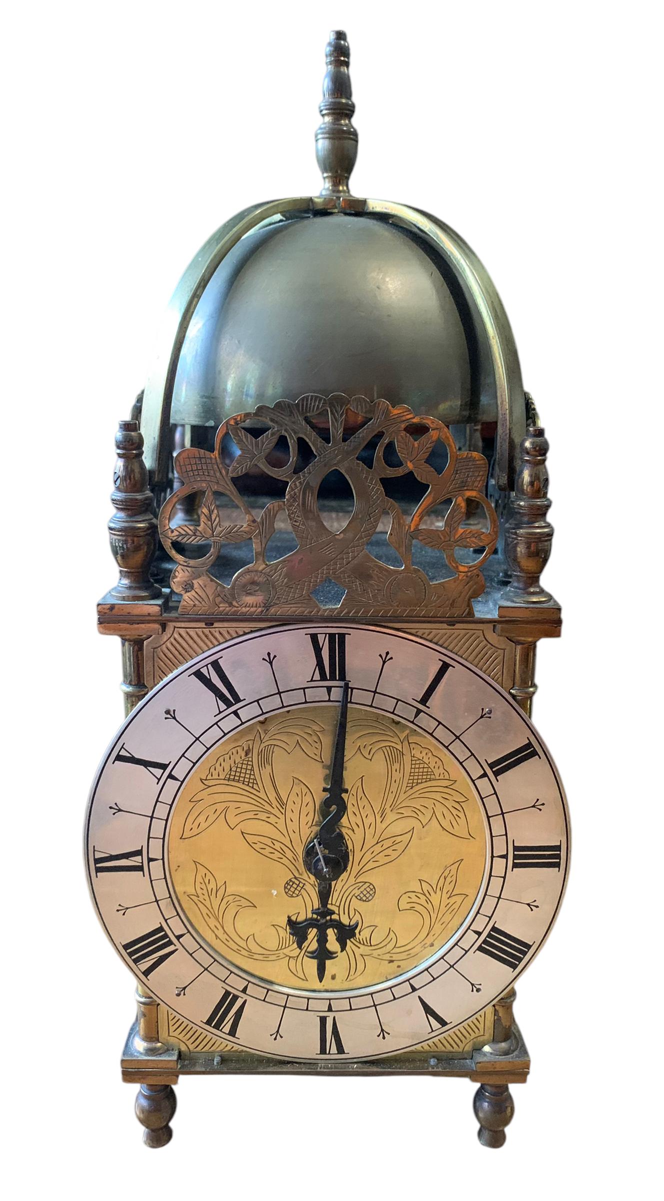 Wonderful Antique Brass Lantern Clock – Ca1900 (1 of 9)