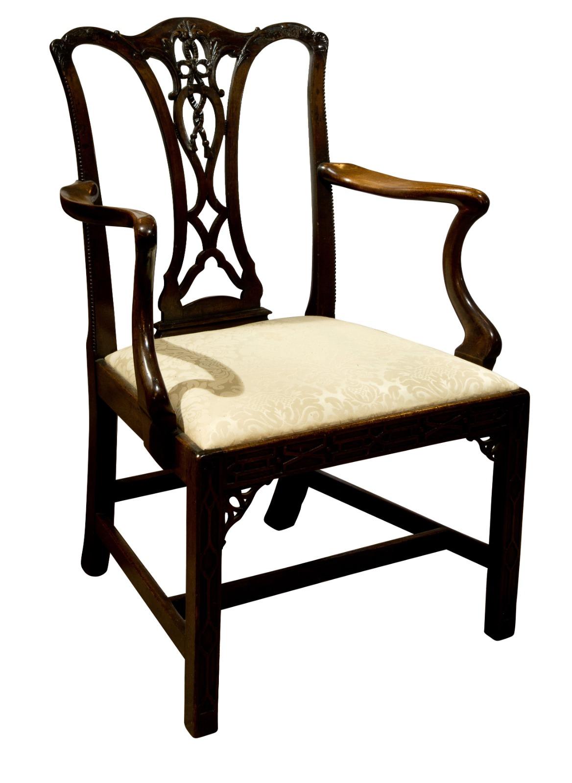 Mahogany Chippendale Style Carver Chair c.1890 (1 of 1)