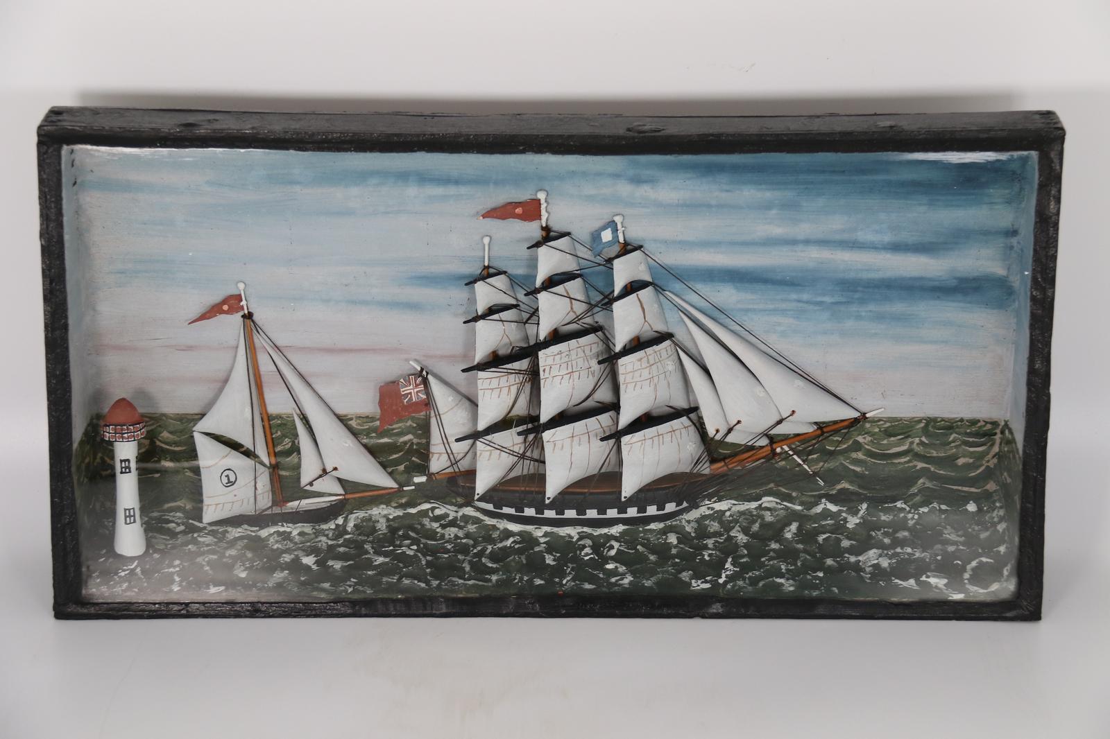 19th Century Folk Art Diorama of Two Sailing Vessels (1 of 11)