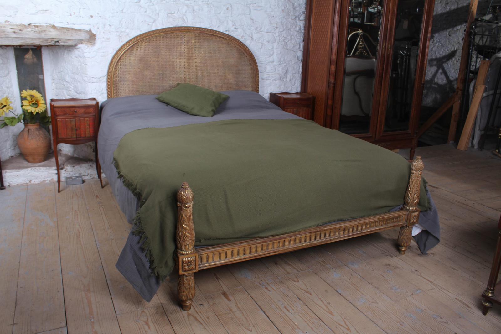 Discreetly Opulent Carved Gilded Caned King Size Bed (1 of 8)