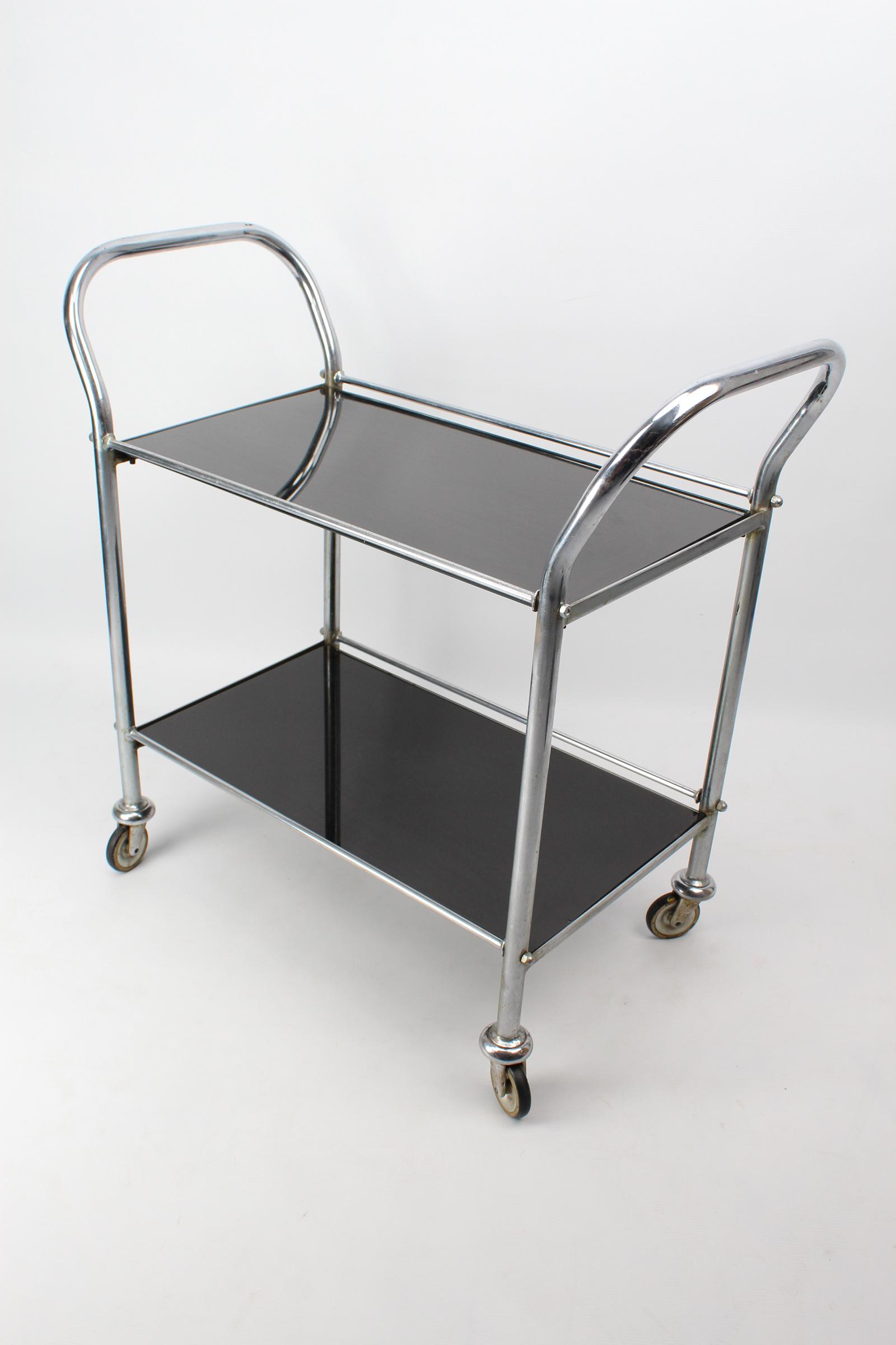 Art Deco Chrome & Black Glass Trolley (1 of 13) Art Deco Chrome & Black Glass Trolley (1 of 13)