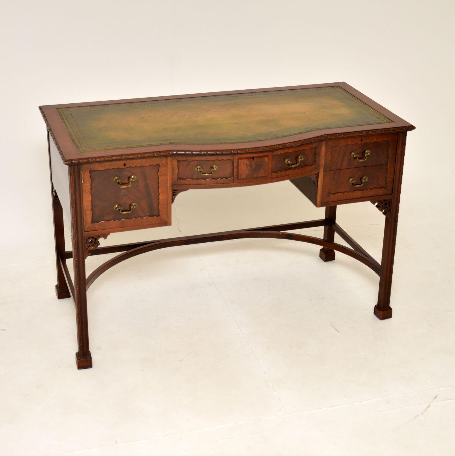 Antique Mahogany Chippendale Style Leather Top Desk (1 of 11) Antique Mahogany Chippendale Style Leather Top Desk (1 of 11)