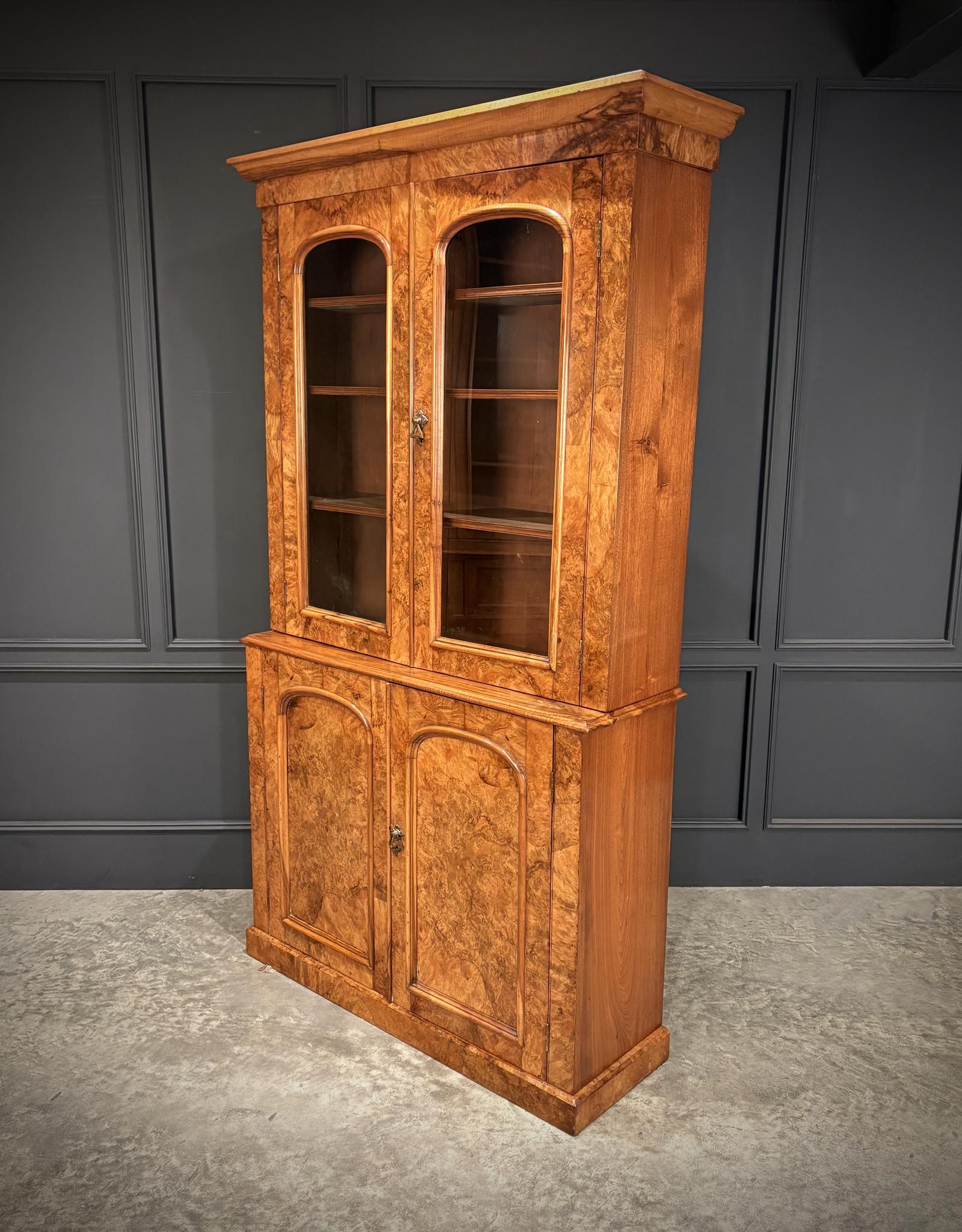 Victorian Walnut Glazed Bookcase (1 of 8)