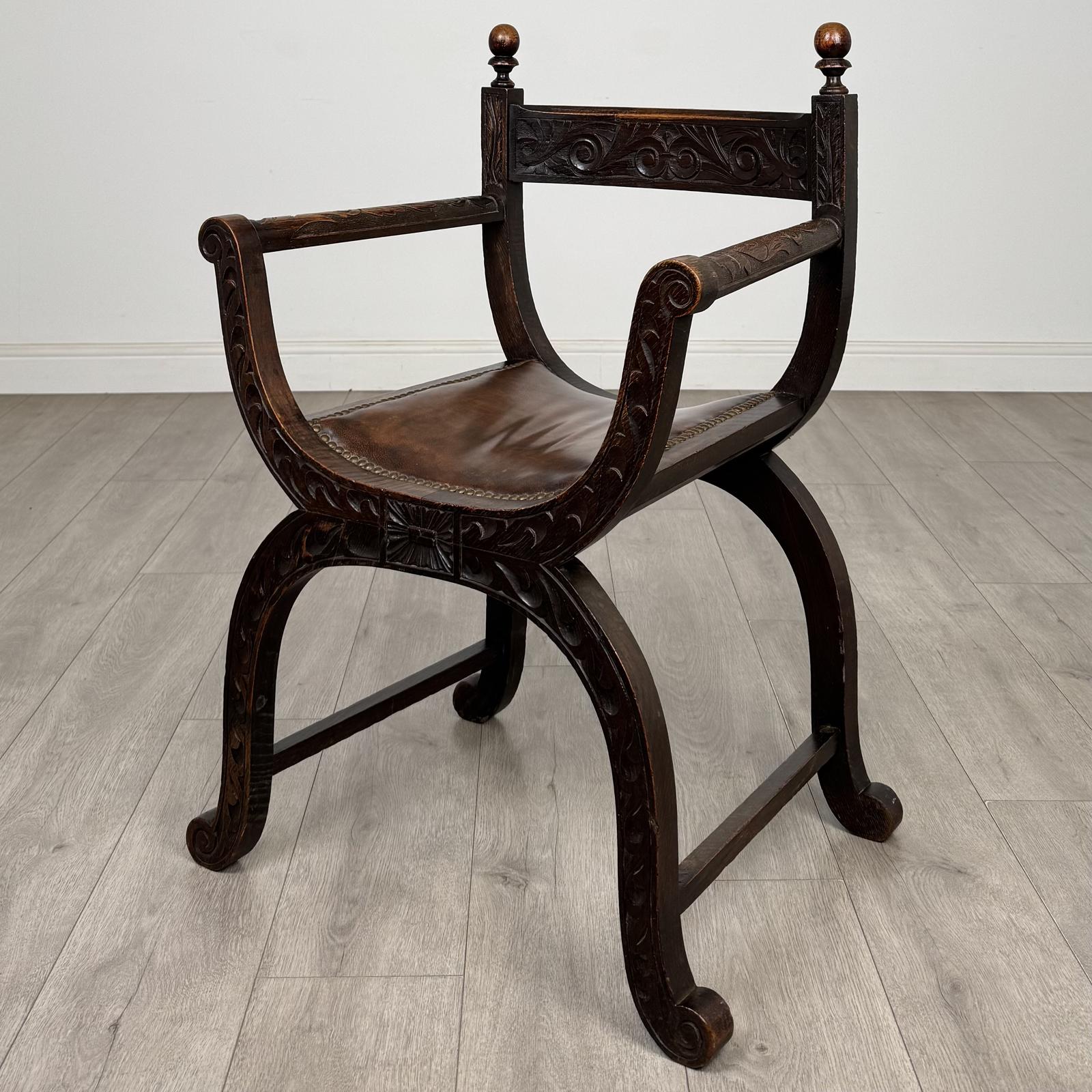 Antique 19th Century Victorian Savonarola Chair in Oak (1 of 13) Antique 19th Century Victorian Savonarola Chair in Oak (1 of 13)
