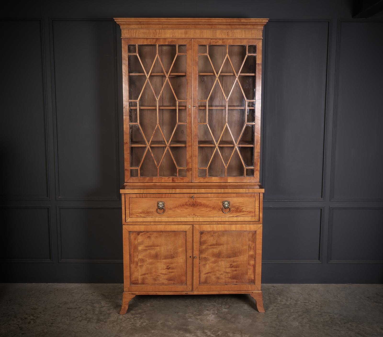 Georgian Satinwood Glazed Secretaire Bookcase (1 of 12)