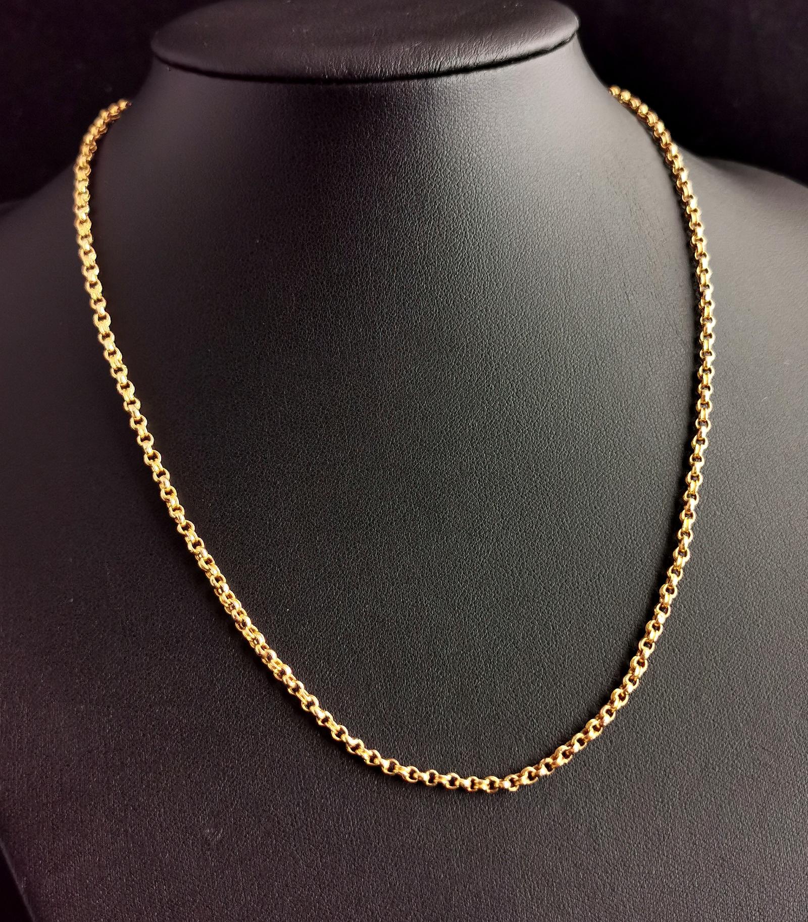 Antique 18ct Yellow Gold Fancy Rolo Link Chain Necklace, Edwardian (1 of 1) Antique 18ct Yellow Gold Fancy Rolo Link Chain Necklace, Edwardian (1 of 1)