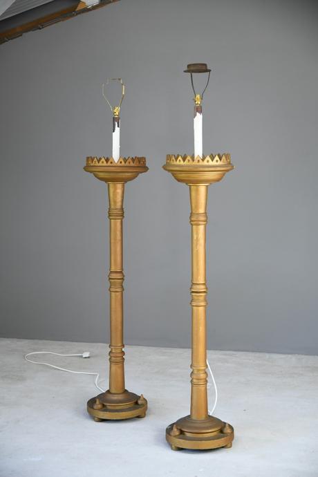 Pair of Large Gold Standard Lamps (1 of 7) Pair of Large Gold Standard Lamps (1 of 7)