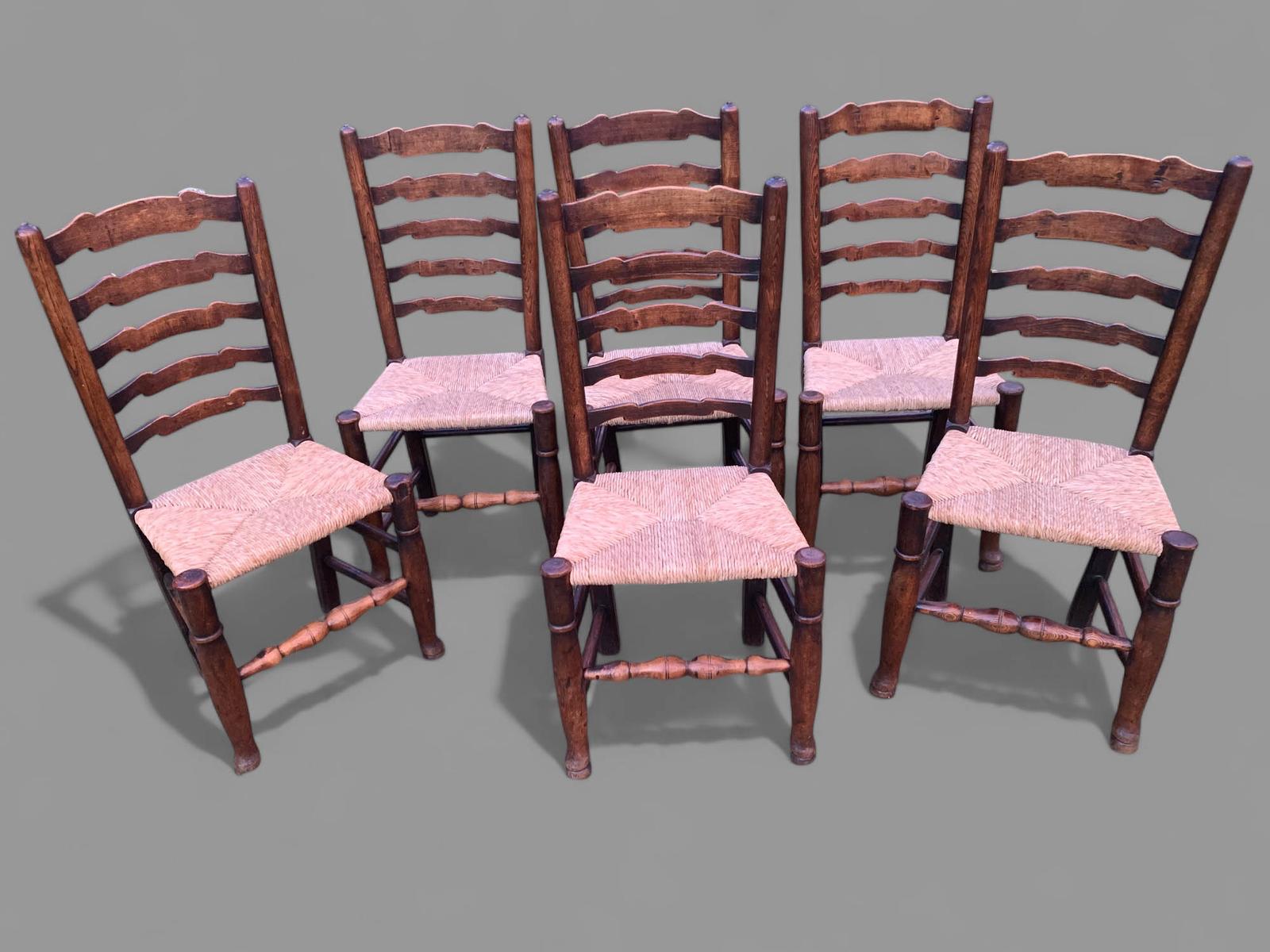 Set of 6 Georgian Ladder Back Dining Chairs (1 of 6)